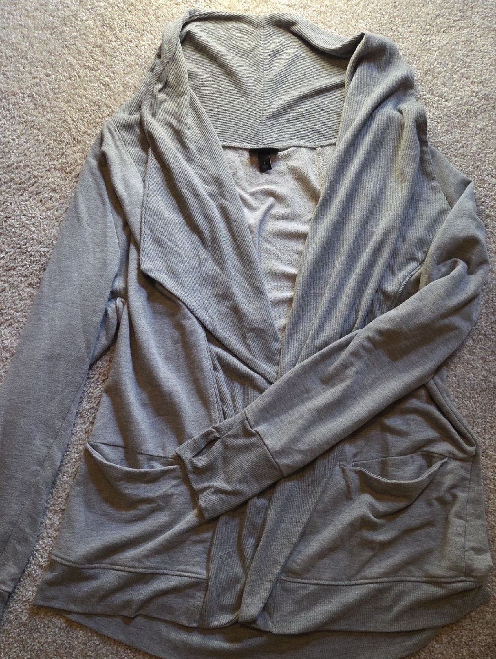 Torrid Light Gray Open-Front Draped Cardigan With Thumb Holes